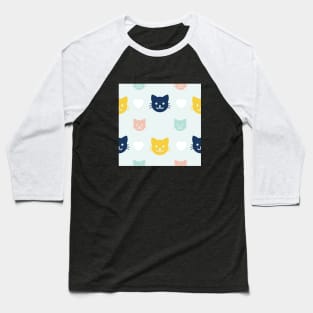 Colorful Kitty Cat Pattern Baseball T-Shirt